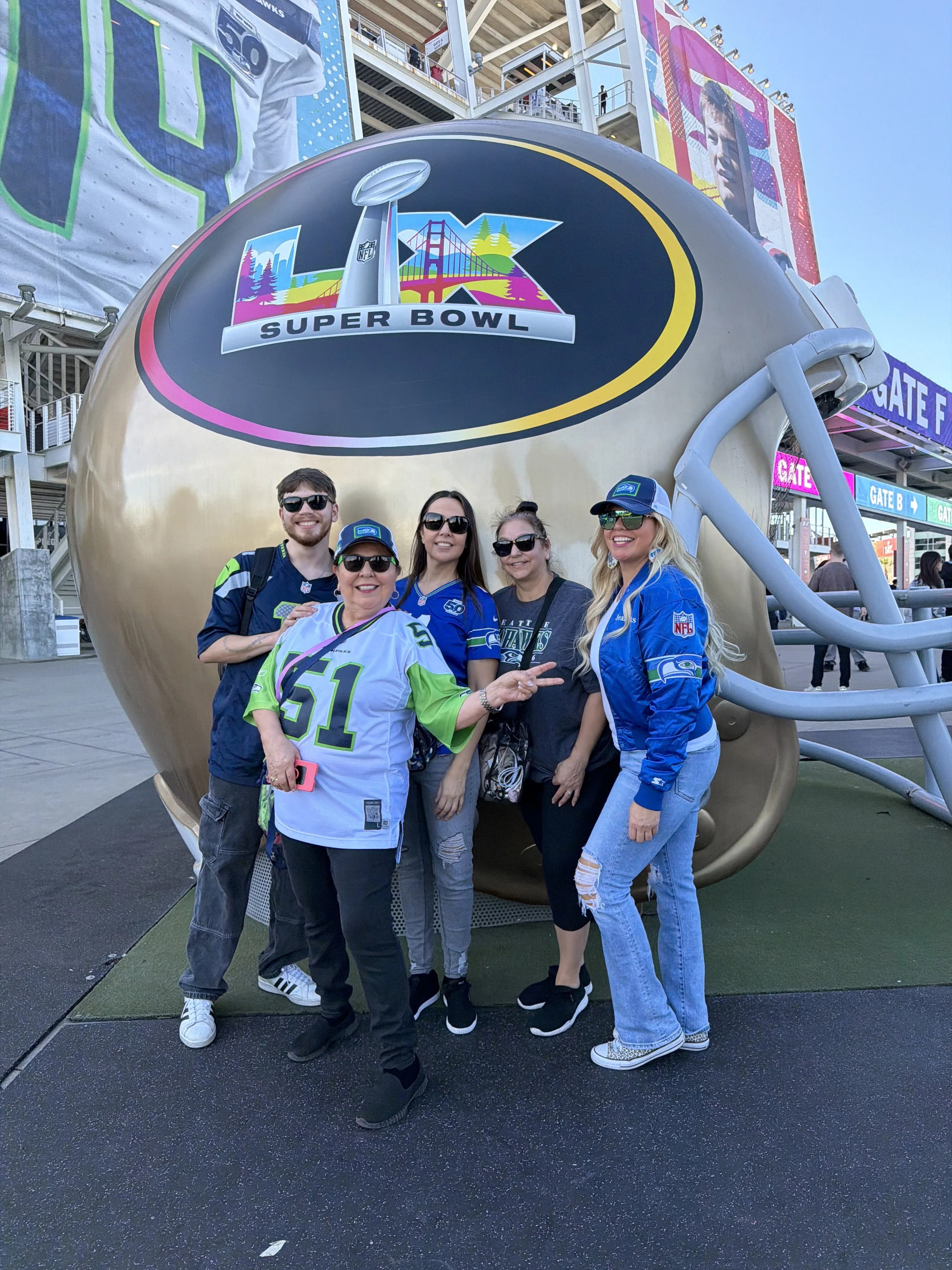Bettina and her family at the Super Bowl